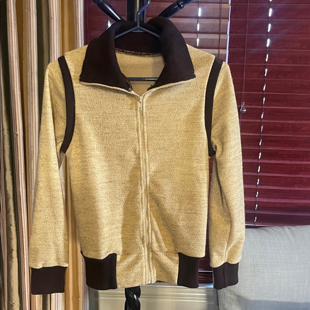 Beige and Brown Zip-Up Jacket  Ptp:17”